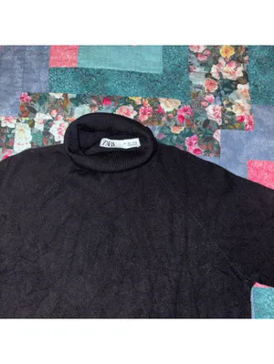 ZARA Girls Large Black Turtleneck Sweater Size L thumbnail 2
