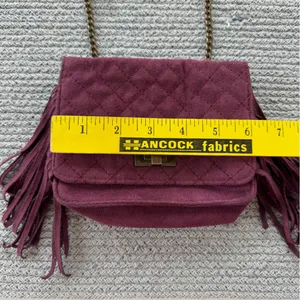 Art Class Burgundy Quilted Faux Suede Fringe Mini Bag Purse Crossbody thumbnail 9