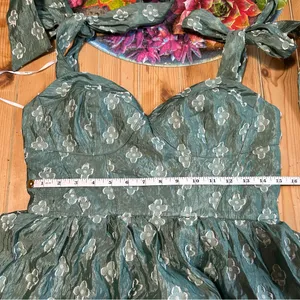 Lulus NWT Gorgeous Excellence Teal Green Floral Burnout Tiered Midi Dress thumbnail 5