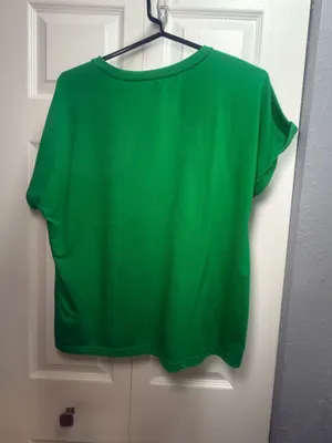 Green Graphic T-Shirt with Rhinestone “Adore You” Print | Short Sleeve Casual Tee thumbnail 4