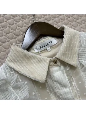 NWT Elliatt Dotted Organza Ivory Ruffled Layering Dress Long Sleeve Like S thumbnail 4
