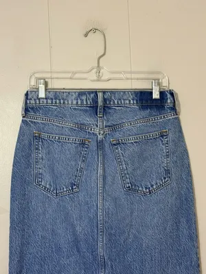 Abercrombie & Fitch High Rise Denim Midi Maxi Skirt Front Slit Size 27 / 4 thumbnail 6