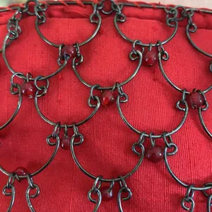 Eye Ful Bag Handbag Purse Red Metal Beaded Party Dressy Small Handbag NEW thumbnail 5