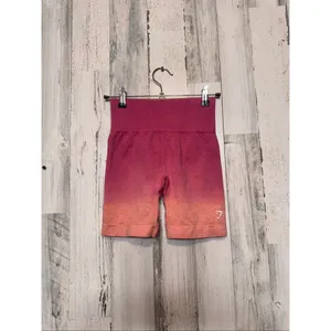 Gymshark Ombre Seamless Shorts Womens Size Extra Small XS Berry Orange Athletic thumbnail 2