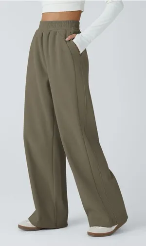 HALARA High Waisted Pocket Straight Leg Baggy Mop Corduroy Pants - Sea Turtle thumbnail 1