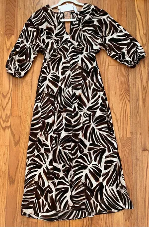 NWT Mango Brown Printed Midi Dress thumbnail 1