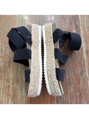 CUSHIONAIRE Mandy Black Elastic Espadrille Platform Sandals - Women’s Size 7 thumbnail 7