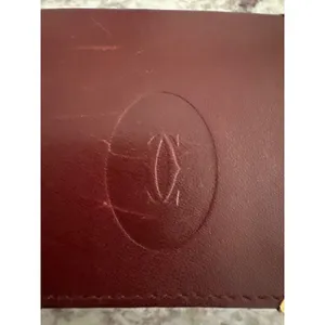 Vintage Must de Cartier Burgundy Leather Square Coin Purse Pouch Gold Hardware thumbnail 2