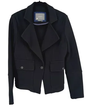 Anthropologie‎ Women's Surin Ponte Knit Moto Blazer Jacket Black Size Medium thumbnail 1