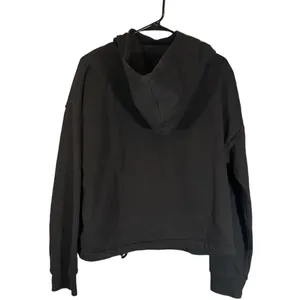 Puma Black Cropped Adjustable Waist Kangaroo Pouch Casual Sweatshirt Women Sz L thumbnail 2