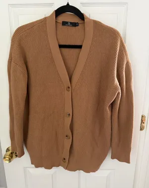 Lillusory Oversided Tan Knit Cardigan Sweater Size Extra Small thumbnail 1