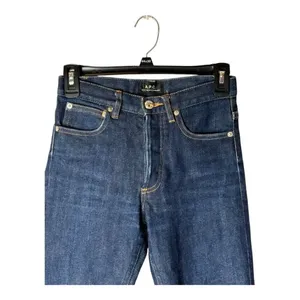 APC Jeans Women 24 Blue Dark Wash Denim Button Fly Faded‎ Straight Cropped Leg thumbnail 3