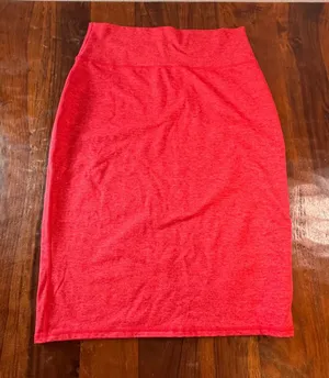 OFFLINE by Aerie The Hugger Real Good Red Heathered Bodycon Midi Skirt Large thumbnail 1