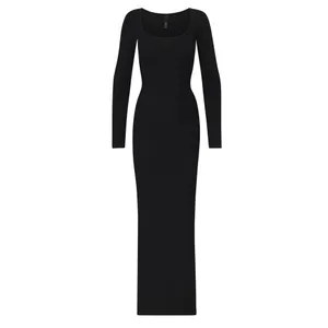 Skims Soft Lounge Long Sleeve Dress in Onyx Size Small thumbnail 4