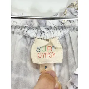 SURF GYPSY Metallic Star Print Crochet‎ Ruched Off Shoulder Crop Top Size Small thumbnail 6