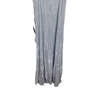 Lulus Keep Your Shine On Light Grey Metallic Faux-Wrap Maxi Dress size M thumbnail 8