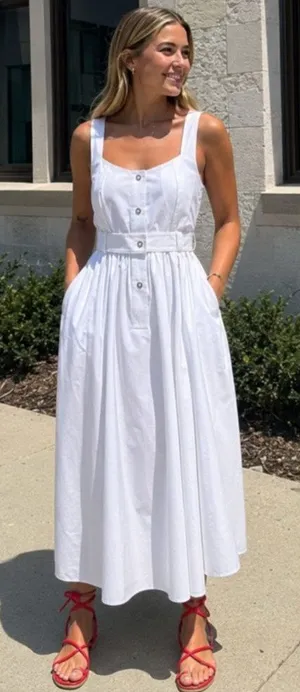 HUNTER BELL Cleo Fitter Maxi Dress in Bright White Size 10 thumbnail 1