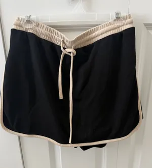Entro Women’s Performance Skort Black Beige Trim Elastic Waist Athleisure Size L thumbnail 1