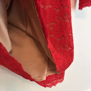 NWT Express Red‎ Lace Backless Short Long Sleeve Mini Dress Y2K Cocktail Party L thumbnail 2