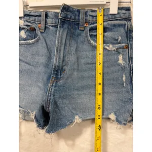 Abercrombie & Fitch Mom Short High Rise Distressed Denim Blue Womens Size 24 00‎ thumbnail 3