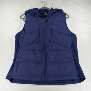 Avia Womens Navy Blue Hooded Puffer Vest XL 16-18 Full Zip Quilted Layering thumbnail 3