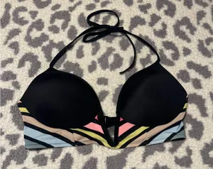 PINK Victoria's Secret Black Multicolor Bikini Top thumbnail 1