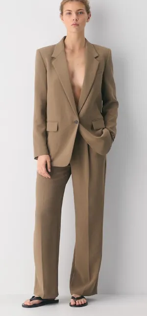 Aritzia The Effortless Pant Taupe Lengh Full, Rise Low, Leg Wiide Size 4 thumbnail 1