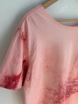 Bleached grunge off the shoulder pocket tee Red Size L thumbnail 5