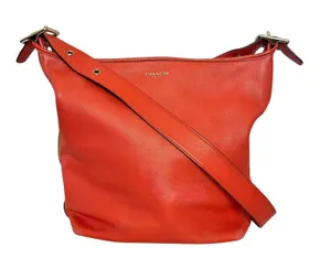 Coach Legacy Carnelian Leather Duffel #19889 - Coral Red Bucket Shoulder Bag thumbnail 1