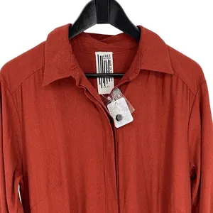 Free People Jumpsuit Womens XS Rust Orange Boho Wide Leg Linen Blend Long Sleeve thumbnail 3