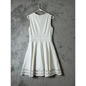 Calvin‎ Klein White Fit & Flare Dress Sleeveless Bridal Shower Cocktail 8 New thumbnail 3