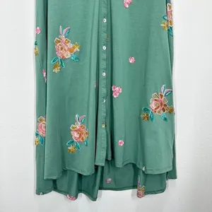 Figueroa & Flower Size Large Green Floral‎ Embroidered Collared A Line Dress thumbnail 7