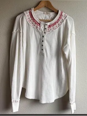Cotton Free People Henley thumbnail 2