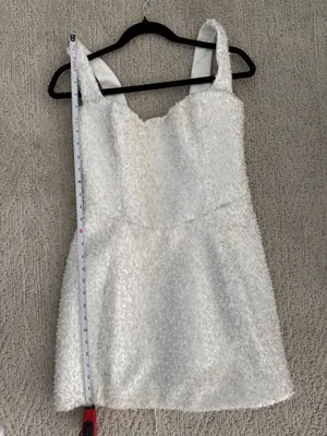 Embellished Structured A-Line Mini Dress in White (Bridal) thumbnail 6