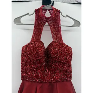 Sherri Hill‎ Red Halter Fit & Flare Cocktail Dress Women's Size 2 Beaded Formal thumbnail 4