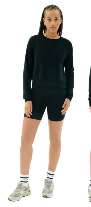 Splits59 Brooks Fleece Long Sleeve Sweatshirt Women's XS Black Active Lounge NWT thumbnail 1