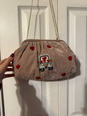 Bridal era beaded velvet pink bag thumbnail 4