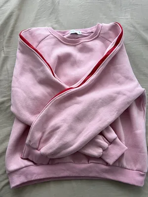 Pink Crewneck with Edgy Red Zipper Trim thumbnail 1