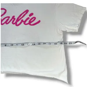 Mattel Barbie "Let's Roll" Pink Convertible Graphic Crop Top Tee - Size M thumbnail 4