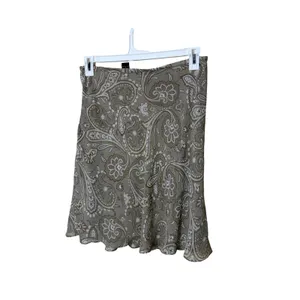 Vintage Compagnie Internationale Express Paisley Midi‎ Skirt Taupe Gray Size M thumbnail 5