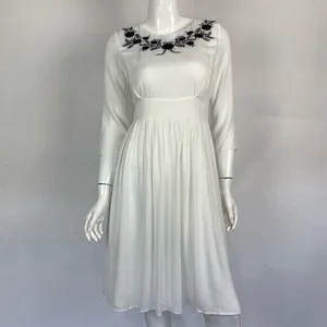 Mod Ref Midi‎ Dress Small White Embroidered Boho Resort Beach Bridal Casual thumbnail 5