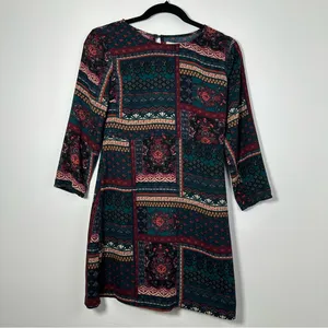 Abercrombie & Fitch Women’s Aztec Geometric Print 3/4 Sleeve Mini Dress Size S thumbnail 2