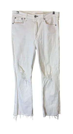 Rag‎ & Bone White Jeans Size 28 Women's Nina High-Rise Ankle Flare Raw Hem thumbnail 1