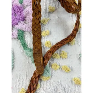 Vintage‎ Braided Leather Belt Cognac Brown Woven Boho Western 36 Inch thumbnail 4