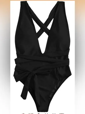 Lilosy Sexy Tie Criss Cross Plunge Thong Swimsuit High Cut Brazilian swimwear thumbnail 4