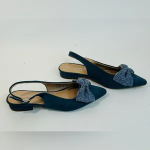 Juicy Couture “Chessa” Blue Suede Slingback Flats with Rhinestone Bows size 7 thumbnail 2