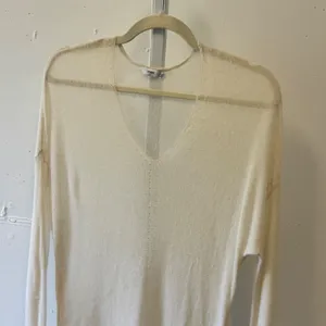 Vince Womens Cream V-Neck Long Sleeve Sheer Knit Top Tunic Size Small Boho thumbnail 3