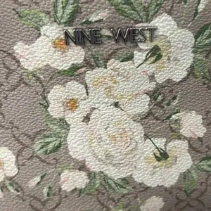 NWT Nine West Limited Edition Bettina Peony Logo Floral Tote Bag White Taupe thumbnail 12