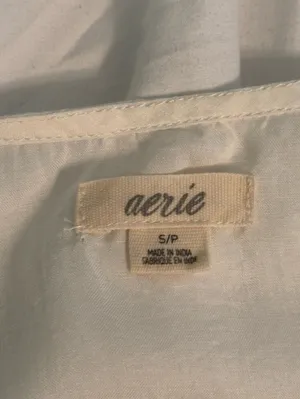 Aerie White and Black Lace Trim Tank thumbnail 4