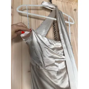 NWT Lulus Maritza Champagne Satin Sash Tulip Maxi Dress Wedding Party Holiday M thumbnail 4